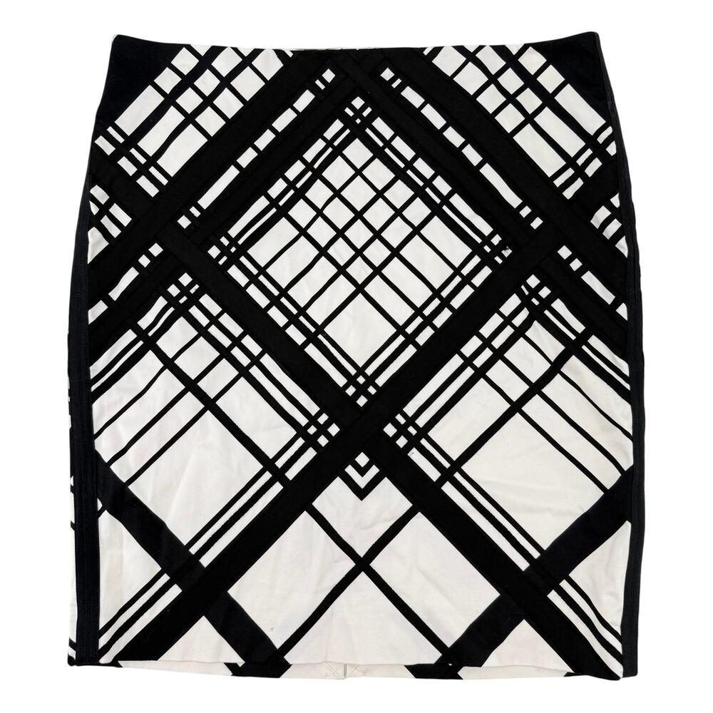 WHBM Black White Geometric Ribbon Pencil Skirt Women's Size 10